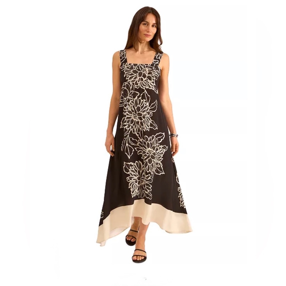 New Vince Camuto Floral Square-Neck Smocked-Back Sleeveless Maxi Dress (Size S)